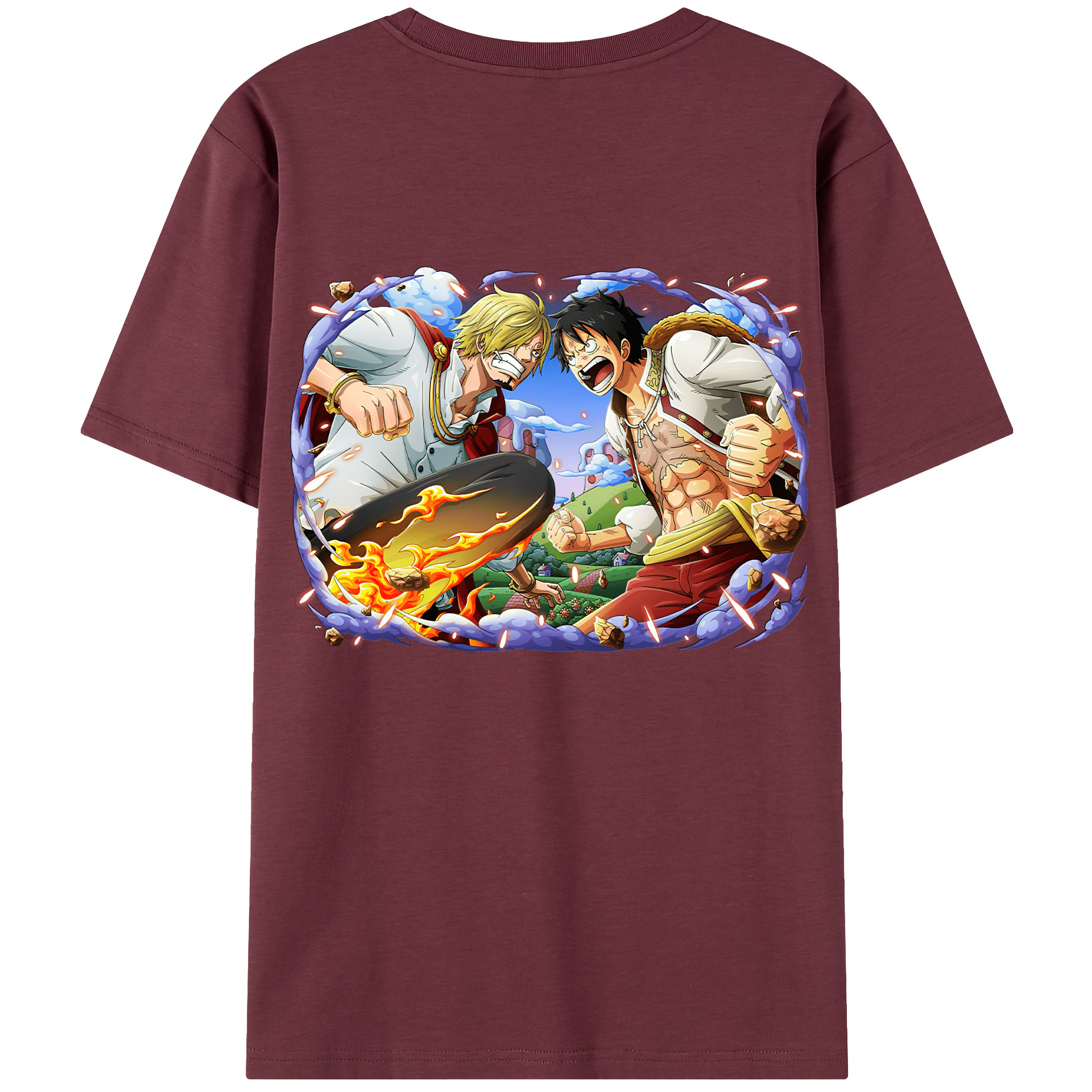 ワンピース モンキー・D・ルフィ ONE PIECE Monkey D. Luffy 綿100％半袖Tシャツ（背面プリント）